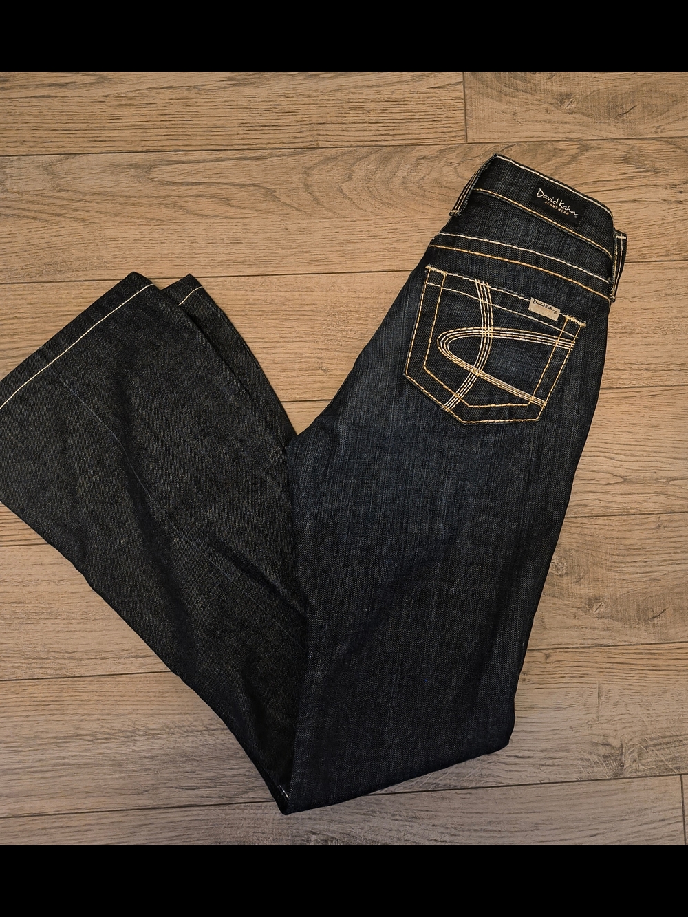 David Kahn Dark Indigo Boot Cut Jeans with Contrast Stitching